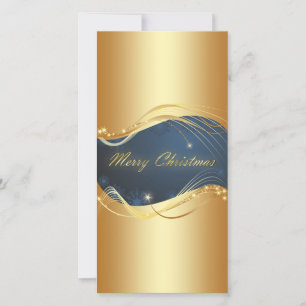 Cartão De Festividades Motivo de Natal dourado com fundo azul... Ho