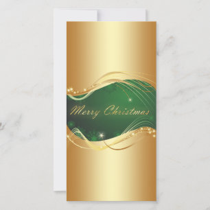 Cartão De Festividades Motivo de Natal dourado com fundo verde
