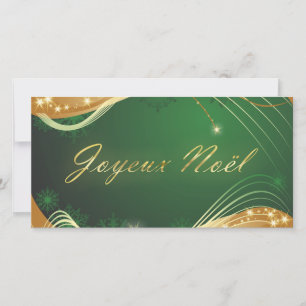 Cartão De Festividades Motivo de Natal dourado com fundo verde