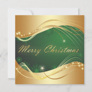 Cartão De Festividades Motivo de Natal dourado com fundo verde