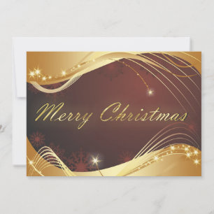 Cartão De Festividades Motivo de Natal dourado com fundo vermelho