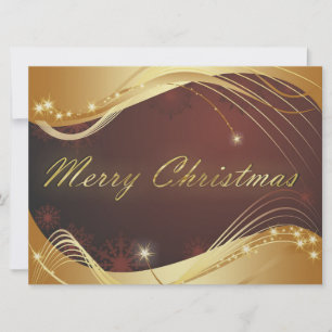 Cartão De Festividades Motivo de Natal dourado com fundo vermelho