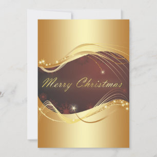 Cartão De Festividades Motivo de Natal dourado com fundo vermelho