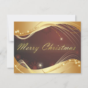 Cartão De Festividades Motivo de Natal dourado com fundo vermelho