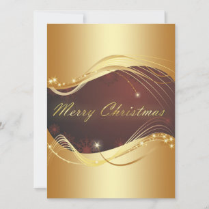 Cartão De Festividades Motivo de Natal dourado com fundo vermelho