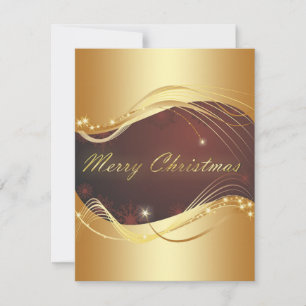Cartão De Festividades Motivo de Natal dourado com fundo vermelho
