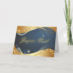 Cartão De Festividades Motivo de Natal em dourado com fundo azul