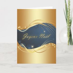 Cartão De Festividades Motivo de Natal em ouro com fundo azul