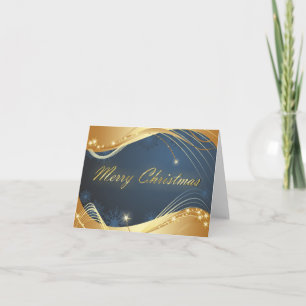 Cartão De Festividades Motivo de Natal ouro com fundo azul...