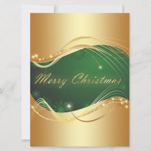 Cartão De Festividades Motivo de Natal ouro com fundo verde