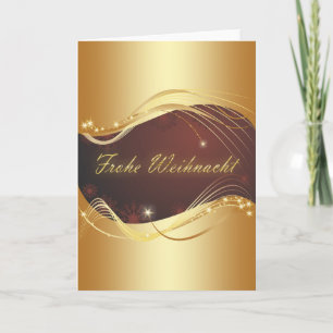 Cartão De Festividades Motivo de Natal ouro com fundo vermelho...