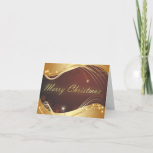 Cartão De Festividades Motivo de Natal ouro com fundo vermelho
