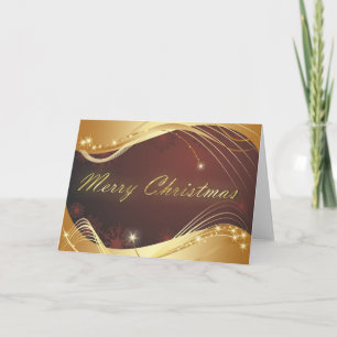 Cartão De Festividades Motivo de Natal ouro com fundo vermelho