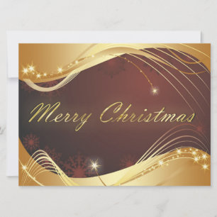 Cartão De Festividades Motivo de Natal ouro com fundo vermelho