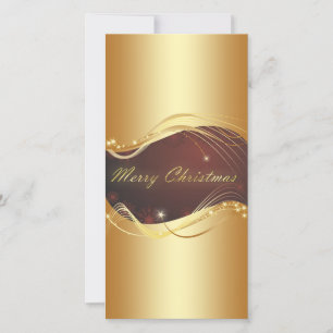 Cartão De Festividades Motivo de Natal ouro com fundo vermelho