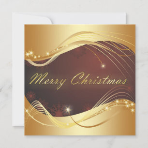 Cartão De Festividades Motivo de Natal ouro com fundo vermelho