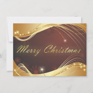 Cartão De Festividades Motivo de Natal ouro com fundo vermelho