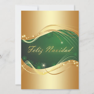 Cartão De Festividades Motivo dorado de Navidad con fondo verde