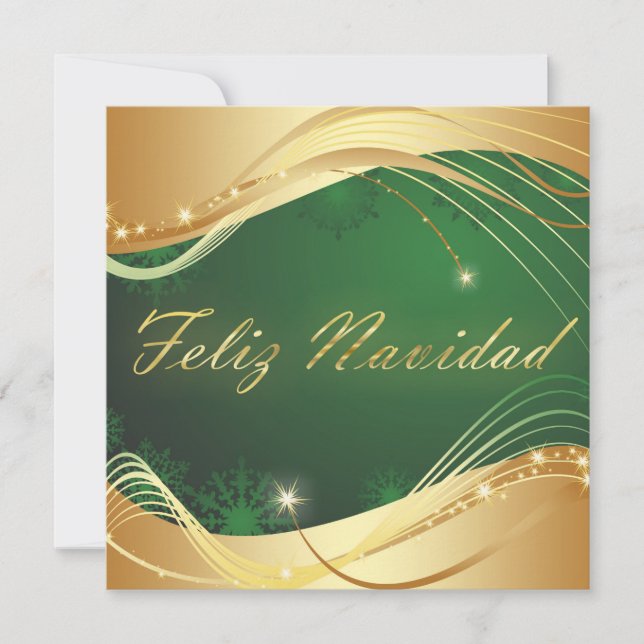 Cartão De Festividades Motivo dorado de Navidad con fondo verde (Frente)