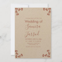 Motivo Floral Botânico Salmão Kraft Casamento