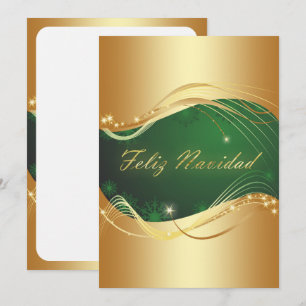 Cartão De Festividades Motivo natalício dourado com fundo verde