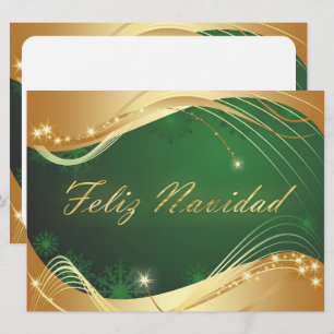Cartão De Festividades Motivo natalício dourado com fundo verde