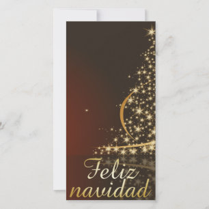 Cartão De Festividades Motivo natalício vermelho com árvore de Natal dour
