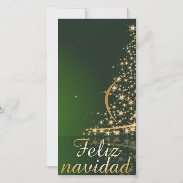 Cartão De Festividades Motivo navideño verde con arbol de navidad. (Frente)