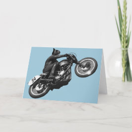 Cartão De Festividades moto de vintage do gato engraçado