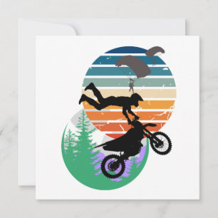 Cartão De Festividades Motocicleta, paraquedas e ao ar livre