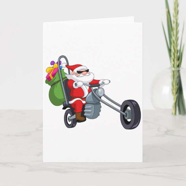 Cartão De Festividades motociclista Papai Noel da motocicleta (Frente)