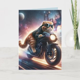 Cartão De Festividades Motorcycle cat Christmas greeting card