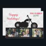 Cartão De Festividades Motorcycle Christmas Photo Card | Biker Holiday<br><div class="desc">Motorcycle Christmas Photo Card that really revs up the style! This Biker Holiday collage photo card will showcase your offbeat style to all your friends and family this holiday season! Keep on riding!</div>