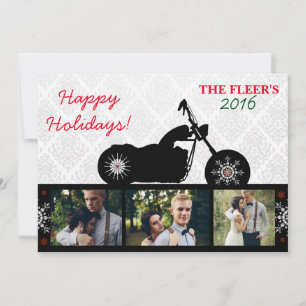 Cartão De Festividades Motorcycle Christmas Photo Card   Biker Holiday