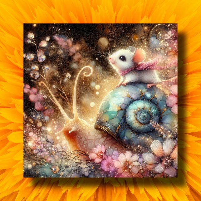 Cartão De Festividades Mouse Cute Flowers De Aquarelas Na Páscoa Do Carac (Criador carregado)