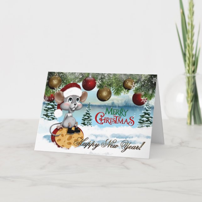Cartão De Festividades Mouse Feliz de Natal (Frente)