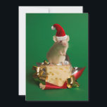 Cartão De Festividades Mouse with Santa's hat with cheese<br><div class="desc">Mouse with Santa's hat with cheese</div>