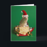 Cartão De Festividades Mouse with Santa's hat with cheese<br><div class="desc">Mouse with Santa's hat with cheese</div>