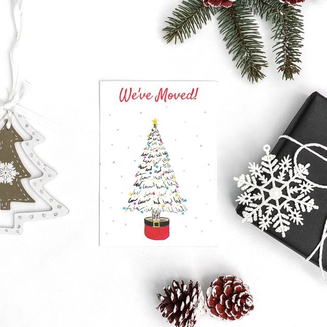 Cartão De Festividades Movimentamos Aquarela Moderna de Árvore de Natal (Criador carregado)