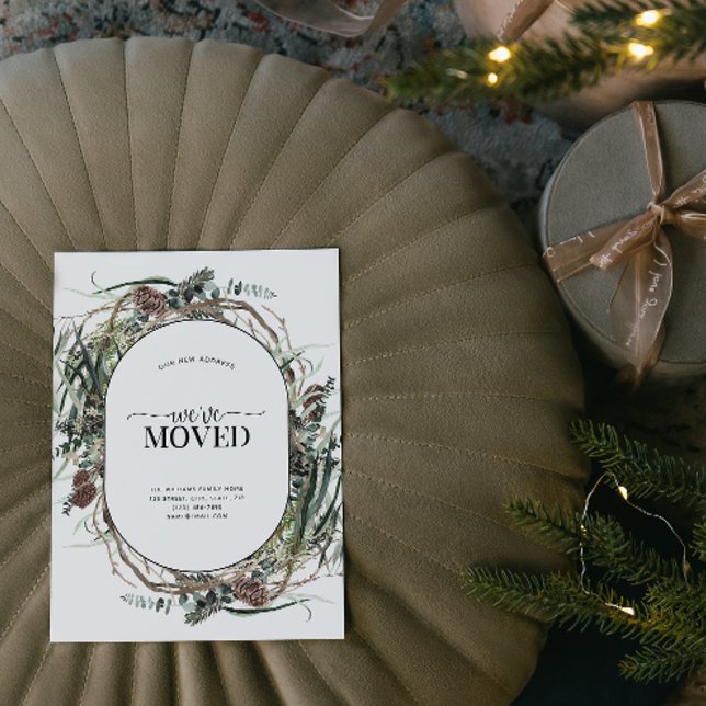 Cartão De Festividades Movimentamos o lançamento do Eucalyptus Dusty (Sending your family and friends a festive 'We've Moved!' Christmas card!
)