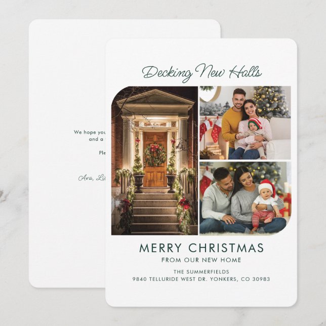 Cartão De Festividades Movimentamos o Movimento de Natal da Colagem de Fo (Frente/Verso)