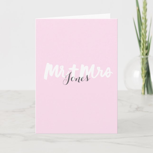 Cartão De Festividades Mr & Mrs - Brush lettering Greeting Card (Frente)