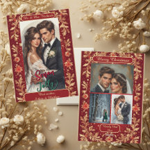 Mr & Mrs Newly Wed Christmas Gold Foliage 4 Photos