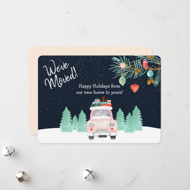 Cartão De Festividades Mudamos de novo endereço de Natal (Frente/Verso In Situ)