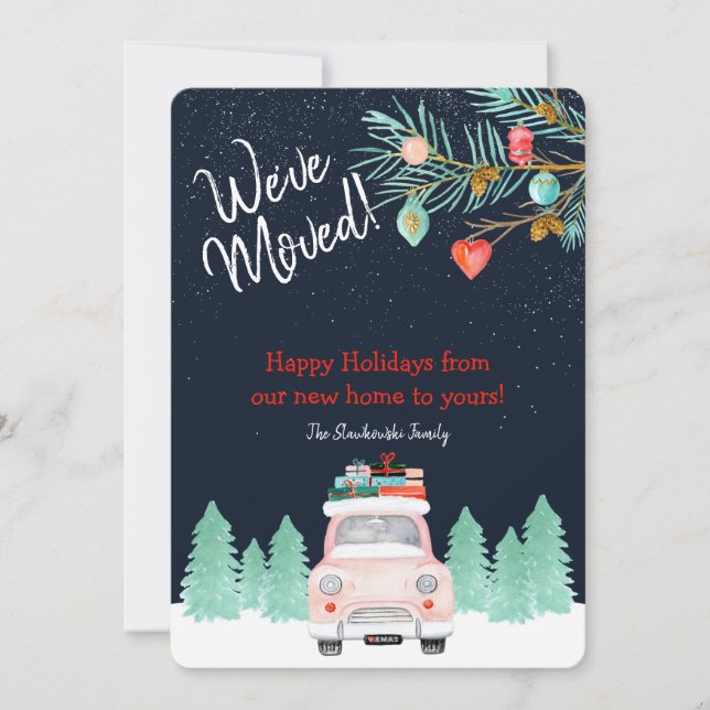 Cartão De Festividades Mudamos de novo endereço de Natal (Frente)