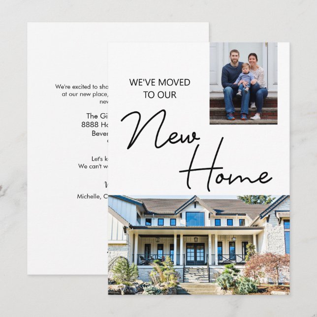 Cartão De Festividades Mudámos para a nossa nova fotografia personalizada (Frente/Verso)