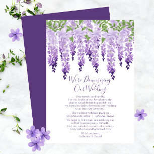 Cartão De Festividades Mudança de Planos de Casamento Lavanda Wisteria