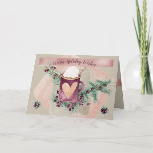 Cartão De Festividades Mug e Greenerescência Feriados de Aquarela Encanta