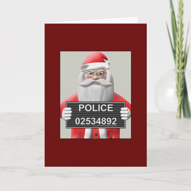 Cartão De Festividades Mugshot - Papai Noel (Frente)