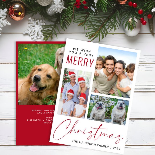Cartão De Festividades Muito Feliz 4 Foto Natal (This holiday season, let your family's smiles and heartwarming memories shine on our 4 photo card)